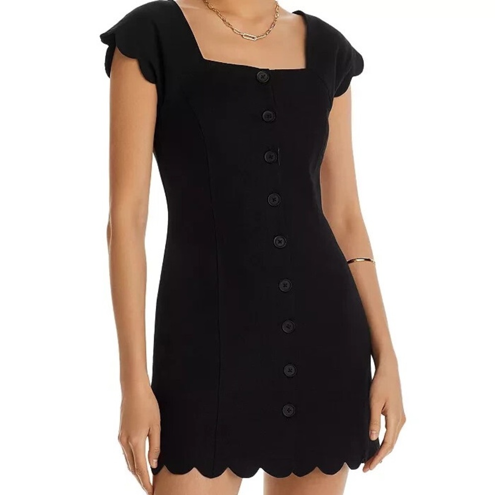 AQUA Black Scalloped Dress